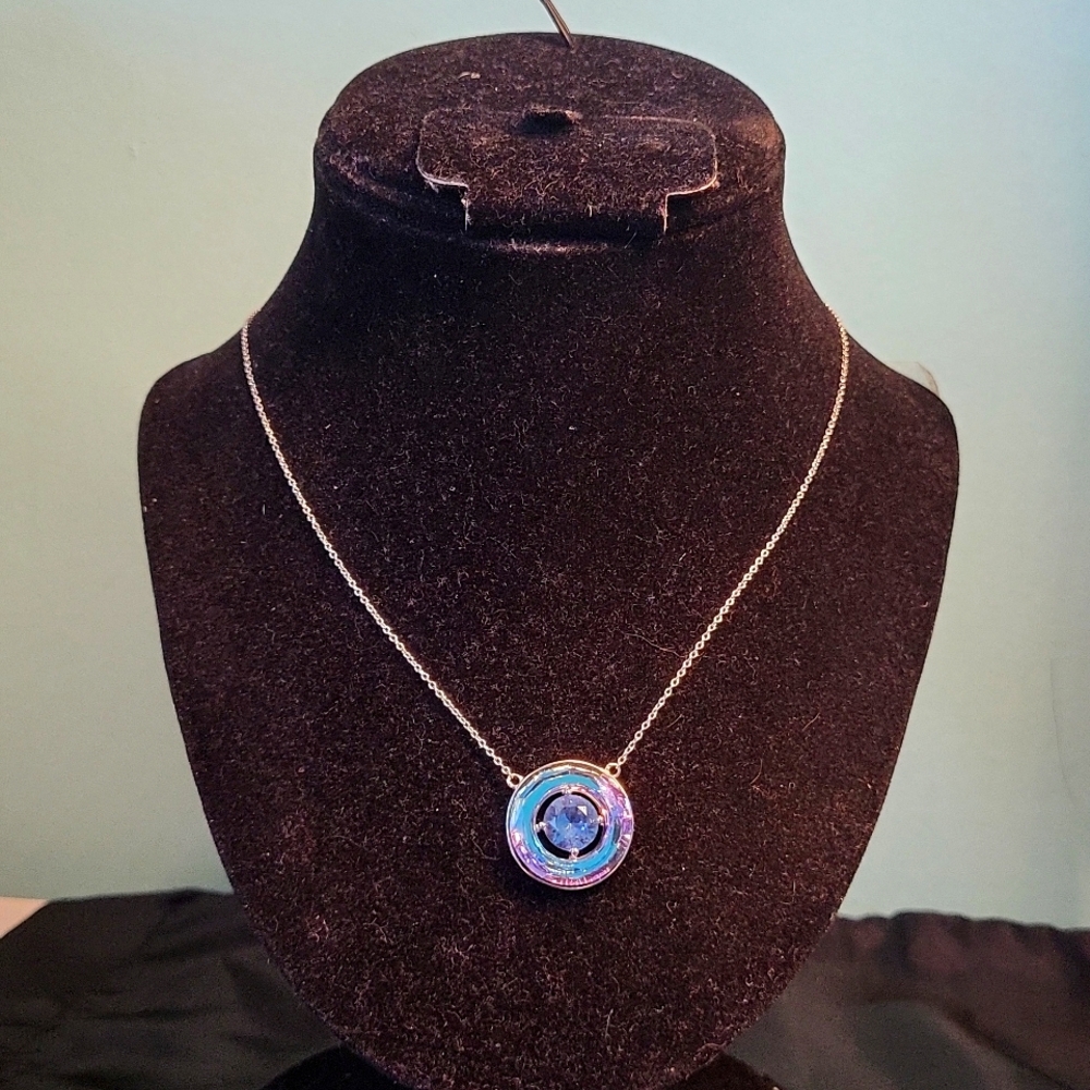 P15. Topaz Halo 925 Sterling Silver Necklace 18-20"